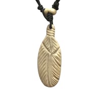 Feather design carved bone pendent
