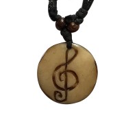 Music note carved bone pendent
