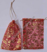 Golden printed transparent gift pouch