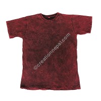 Maroon stone wash stretchy cotton T-shirt