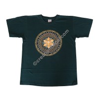 Mantra mandala print stretchy cotton T-shirt