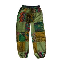 Printed cotton patch-work trouser