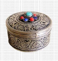 Filigree-turquoise small jewelry box