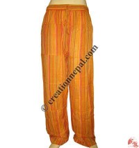 Orange stripes pieces joined trouser