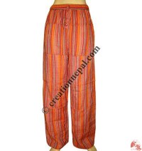 Orange stripes pieces joined trouser