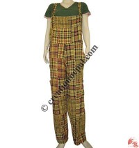Check over dyeing cotton dungaree