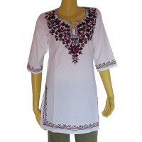 Embroidered cotton white kurtha top1