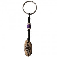 Bodhi leaf - Om carved stone key ring