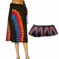 Tie-dye thin rayon wrapper skirt