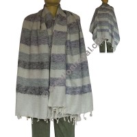 Grey natural stripes shawl