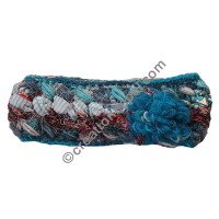 Silk-wool flower turquoise headband