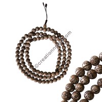Mantra carved conch beads Mala