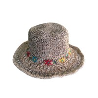 Flowers design hemp cotton round hat