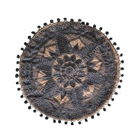 Lotus embroidery round cushion cover
