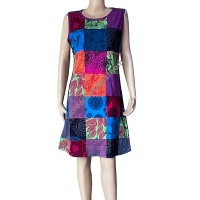 Printed stretchy cotton patch work dress