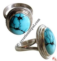 Oval shape turquoise silver finger ring19