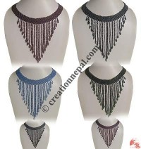Long frills plain pote necklace