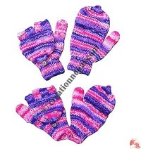 Stripes woolen cover gloves