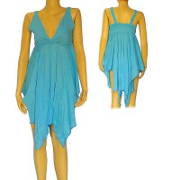 Cotton turquoise sleeveless frills dress