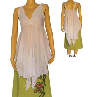 Cotton white sleeveless frills dress